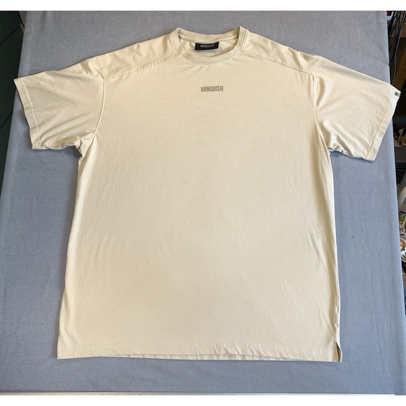 Vanquish Other - Vanquish Fitness Mens Tan Short Sleeve Athletic T-Shirt Size L VQ Fit Training